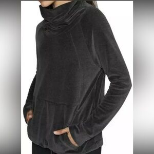 Athleta Charcoal Velour Funnel Neck Pullover